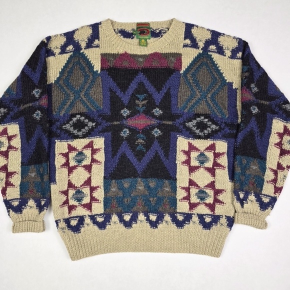 Vintage BOSTON TRADERS LIMITED EDITION  Hand Knitted Wool Sweater Men's XL - Picture 5 of 8